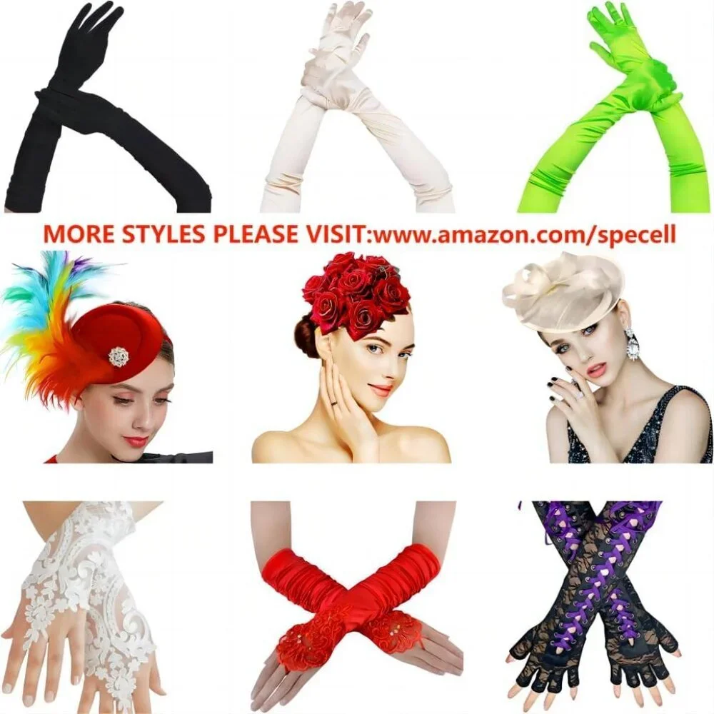 Women's A-Mesh-‌White Rhinestone Sparkly Elbow Length Gloves Halloween Costumes